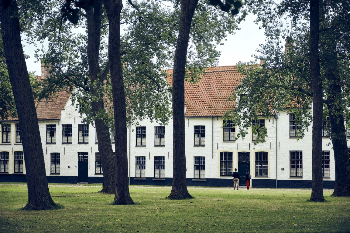 View of trees in the garden of the Princely Beguinage Ten Wijngaarde