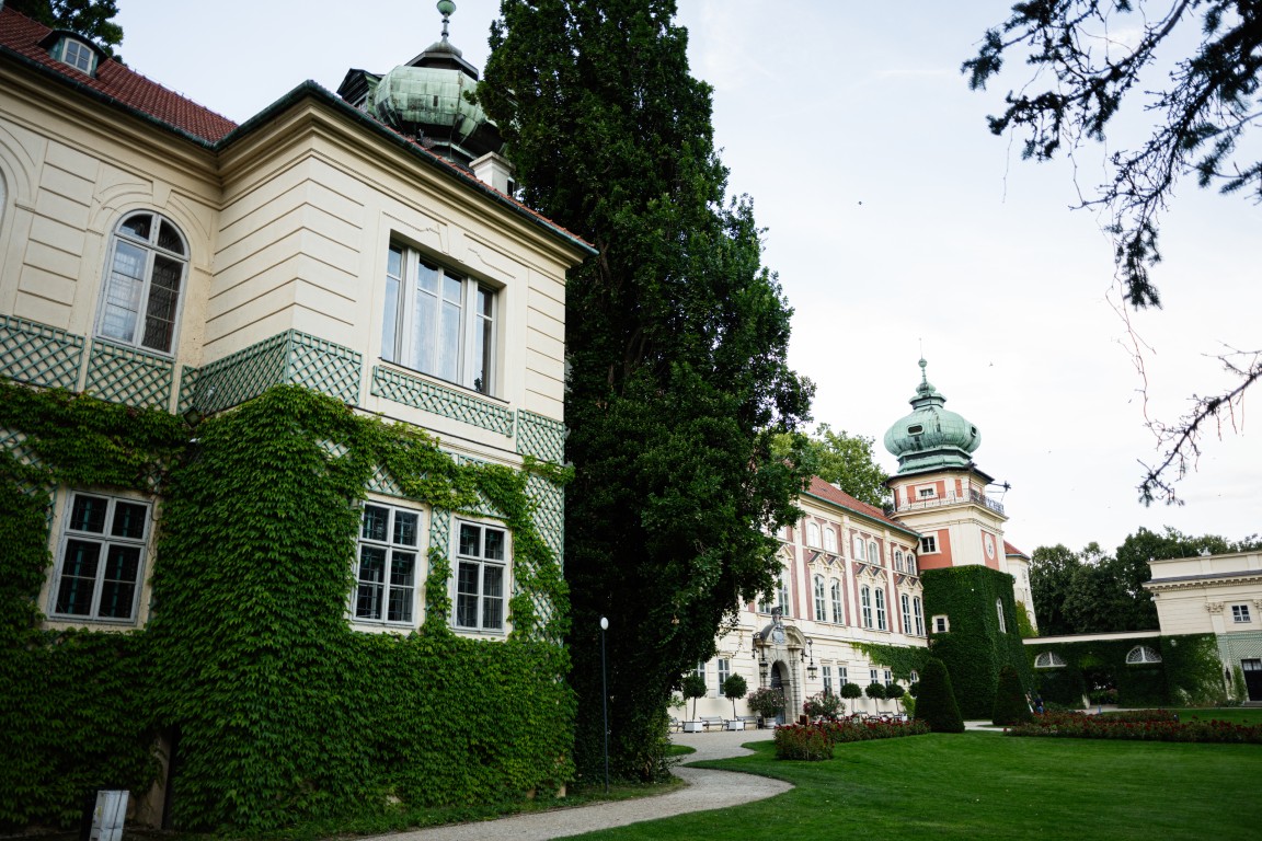 Historic ivy covered building in the charming city of Lancut, Poland