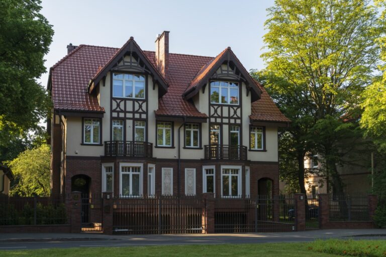 Kaliningrad, Russia, 06.28.2022: View of a villa in the historic